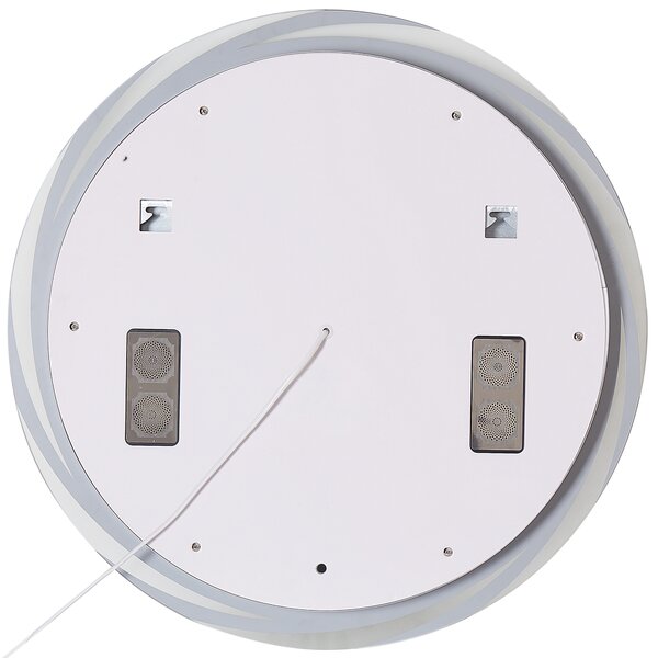 Kúpeľňové nástenné LED zrkadlo strieborné okrúhle 60 x 60 cm s Bluetooth reproduktorom