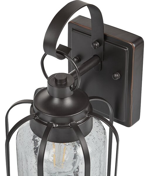 Vonkajšie nástenné svietidlo lampa čierna železo sklo 36 cm exteriér retro dizajn