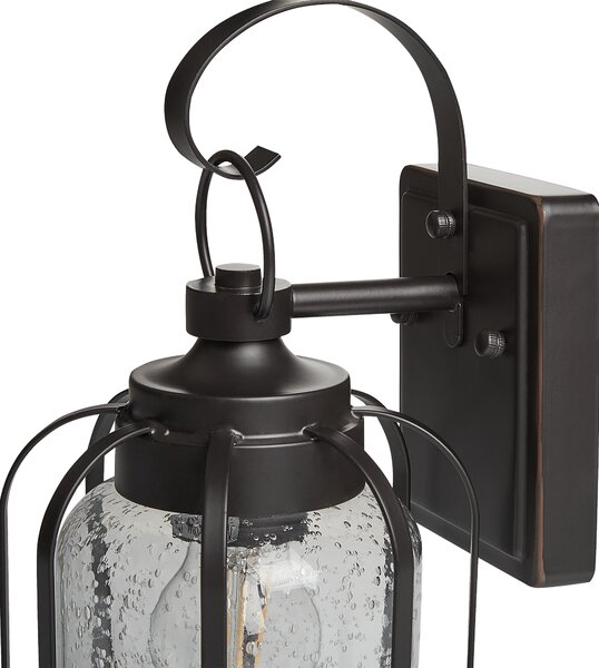 Vonkajšie nástenné svietidlo lampa čierna železo sklo 36 cm exteriér retro dizajn