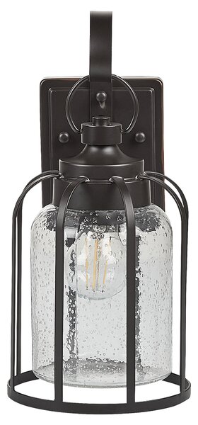 Vonkajšie nástenné svietidlo lampa čierna železo sklo 36 cm exteriér retro dizajn