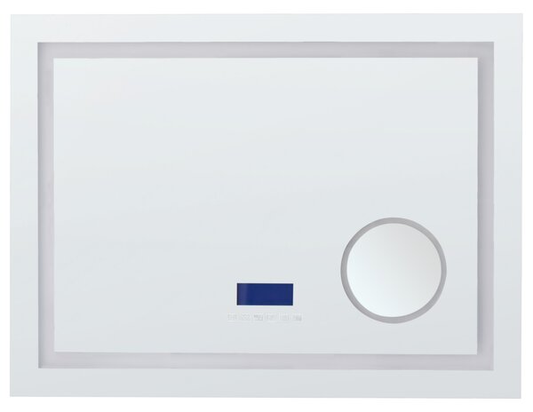 Kúpeľňové nástenné LED zrkadlo strieborné obdĺžnikové 80 x 60 cm s Bluetooth reproduktorom