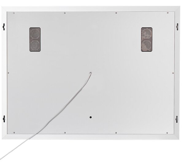 Kúpeľňové nástenné LED zrkadlo strieborné obdĺžnikové 80 x 60 cm s Bluetooth reproduktorom