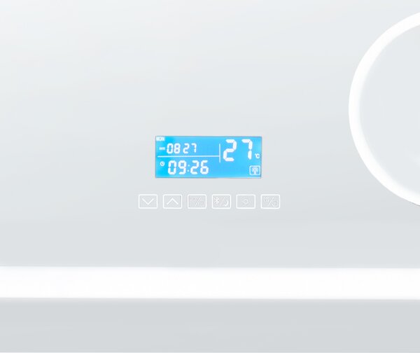 Kúpeľňové nástenné LED zrkadlo strieborné obdĺžnikové 80 x 60 cm s Bluetooth reproduktorom