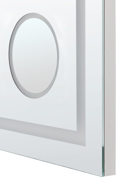 Kúpeľňové nástenné LED zrkadlo strieborné obdĺžnikové 80 x 60 cm s Bluetooth reproduktorom