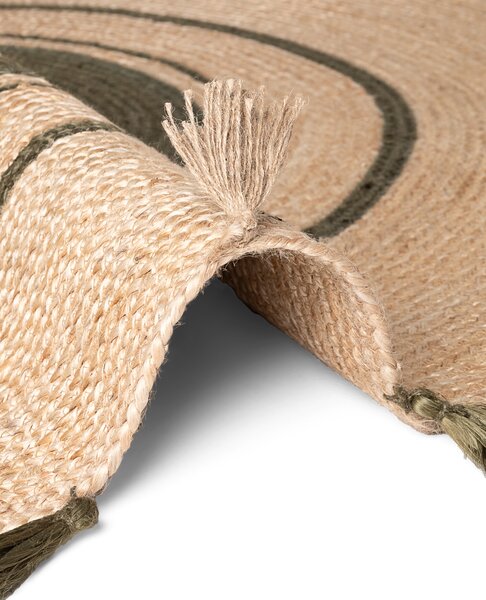 Hanse Home, Kusový koberec Jute Braided 106330 Natural Green kruh, 150x150 (priemer) kruh, zelená, chodba / predsieň