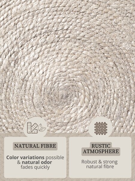 Hanse Home, Kusový koberec Jute Braided 106331 Natural Black kruh, 150x150 (priemer) kruh, čiernobiela, chodba / predsieň