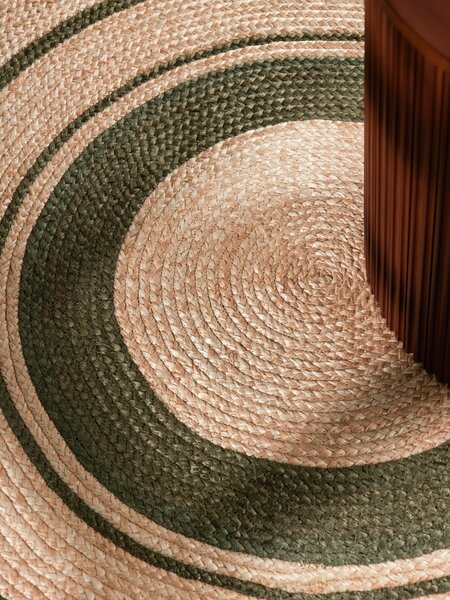 Hanse Home, Kusový koberec Jute Braided 106330 Natural Green kruh, 150x150 (priemer) kruh, zelená, chodba / predsieň