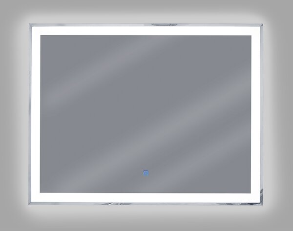 Nástenné závesné LED zrkadlo strieborné 90 x 70 cm obdĺžnikové moderné kúpeľňové