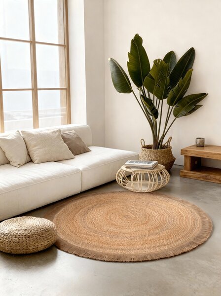 Hanse Home , Kusový koberec Jute Braided 106332 Natural Gold kruh, 150x150 (priemer) kruh, béžová, chodba / predsieň