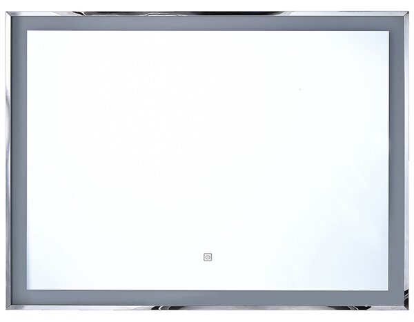 Nástenné závesné LED zrkadlo strieborné 90 x 70 cm obdĺžnikové moderné kúpeľňové