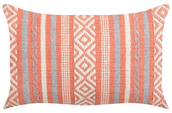 Súprava 2 dekoratívnych vankúšov oranžová a biela bavlnená obliečka 30 x 50 cm geometrický vzor boho dizajn