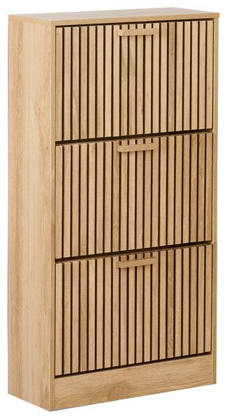 Skrinka na topánky svetlé drevo MDF nohy z borovicového dreva 3 priehradky moderný štýl predsieň
