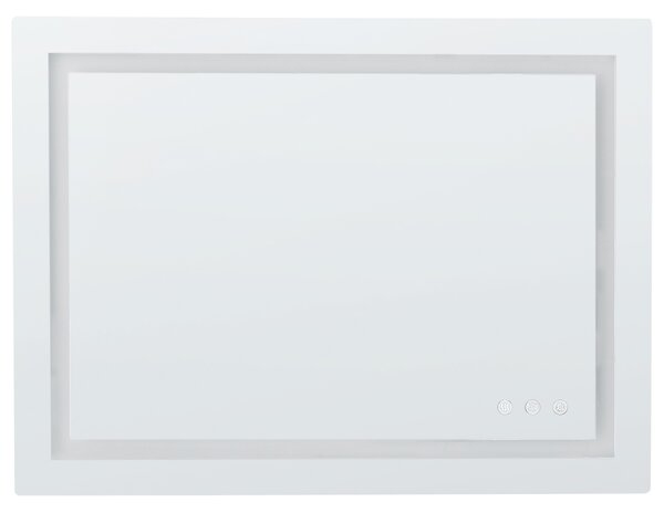 Kúpeľňové nástenné LED zrkadlo strieborné obdĺžnikové 80 x 60 cm elegantný dizajn