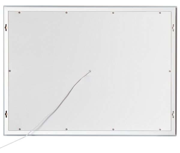 Kúpeľňové nástenné LED zrkadlo strieborné obdĺžnikové 80 x 60 cm elegantný dizajn
