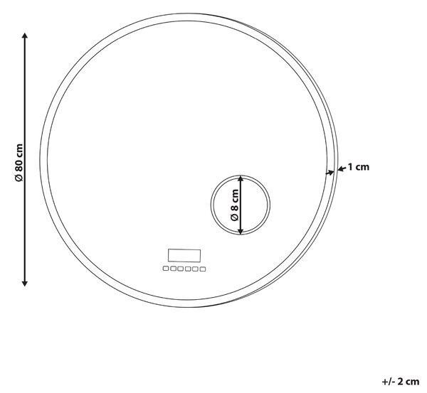 Kúpeľňové nástenné LED zrkadlo strieborné okrúhle 80 x 80 cm s Bluetooth reproduktorom
