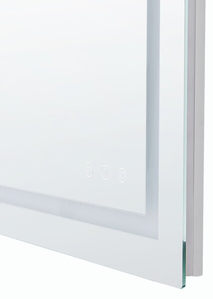 Kúpeľňové nástenné LED zrkadlo strieborné obdĺžnikové 80 x 60 cm elegantný dizajn