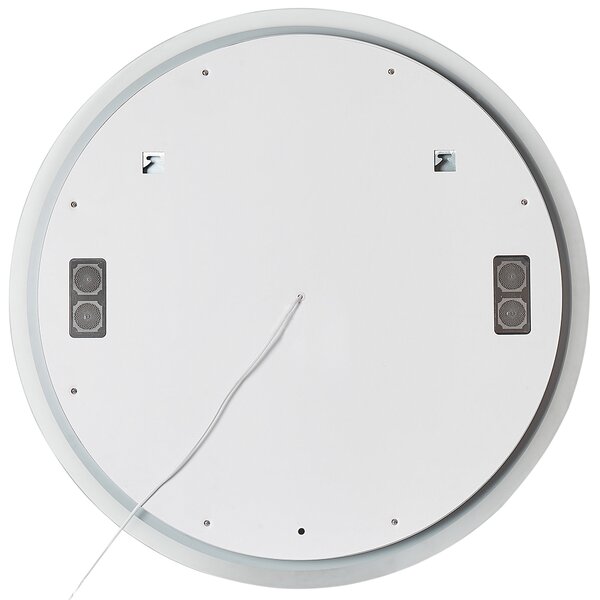 Kúpeľňové nástenné LED zrkadlo strieborné okrúhle 80 x 80 cm s Bluetooth reproduktorom