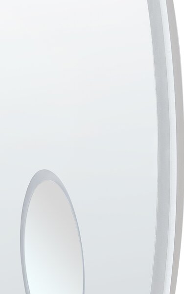 Kúpeľňové nástenné LED zrkadlo strieborné okrúhle 80 x 80 cm s Bluetooth reproduktorom