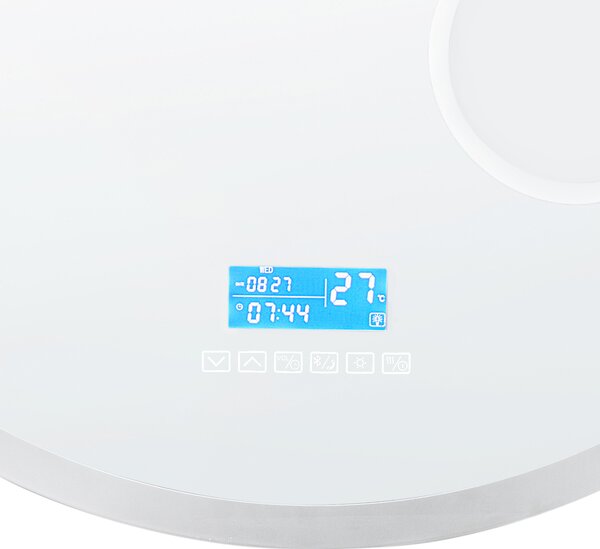 Kúpeľňové nástenné LED zrkadlo strieborné okrúhle 80 x 80 cm s Bluetooth reproduktorom