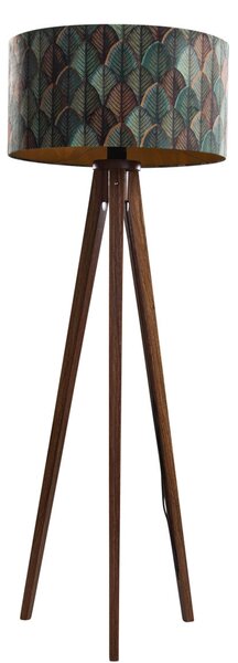 Stojacia lampa z orechového dreva s velúrovým tienidlom s dizajnom listov 50 cm - Tripod Classic