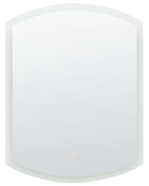 Nástenné kúpeľňové zrkadlo strieborné 60 x 78 cm oválne moderné súčasné kozmetické LED zrkadlo