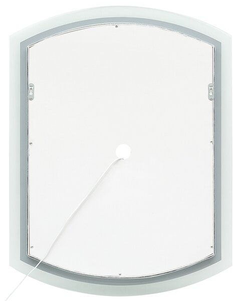 Nástenné kúpeľňové zrkadlo strieborné 60 x 78 cm oválne moderné súčasné kozmetické LED zrkadlo