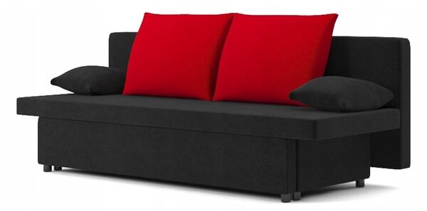 Moderná rozkladacia pohovka čierno červenej farby 193 x 78 cm Červená
