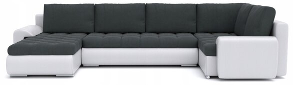Luxusná rozkladacia pohovka v tvare U, bielo čiernej farby 303 x 183 cm Biela