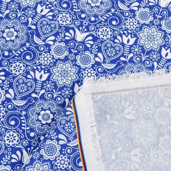 Biante Dekoračný záves PML-100 Modro-biely ľudový ornament 145x140 cm
