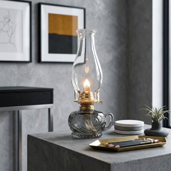 Brilagi - petrolejová lampa MERLIN dymová/sivá