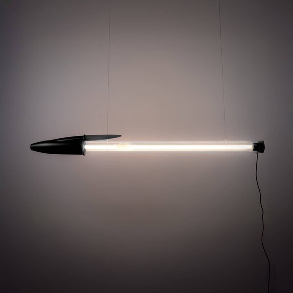 SELETTI LED závesné svietidlo BIC, čierna, dĺžka 173 cm, Čierna, Obývacia izba / jedáleň, Plast, Dizajn, Závesné svietidlo