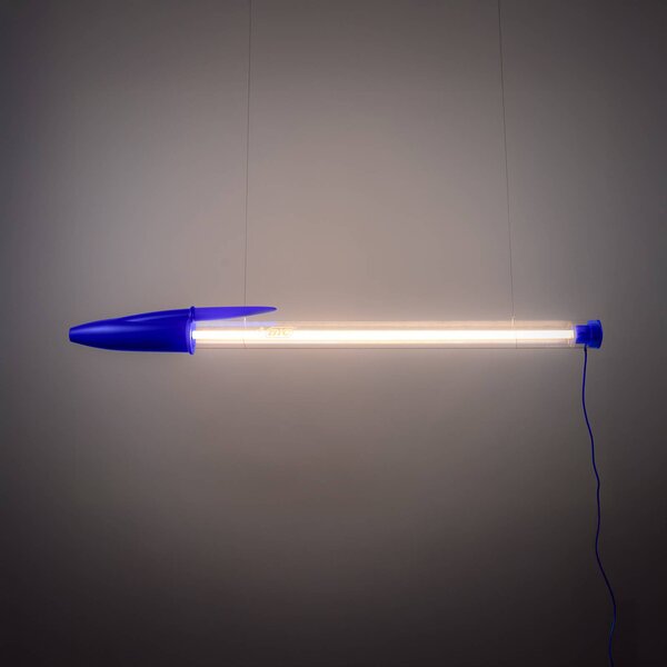 SELETTI LED závesné svietidlo BIC, modrá, dĺžka 173 cm, Modrá, Obývacia izba / jedáleň, Plast, Dizajn, Závesné svietidlo