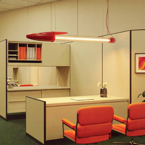 SELETTI LED závesné svietidlo BIC, červená, dĺžka 173 cm, Červená, Obývacia izba / jedáleň, Plast, Dizajn, Závesné svietidlo