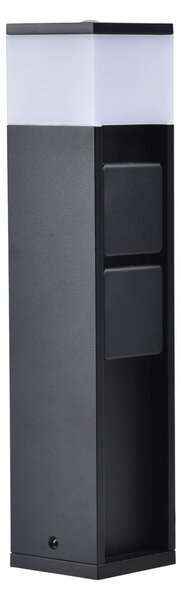 LED stojacie svietidlo MAINS, tmavošedé, 37 cm, IP54, 2 zásuvky, Hliník / sivá / zinok, Hliník, Moderný, Vonkajčie stĺpové osvetlenie