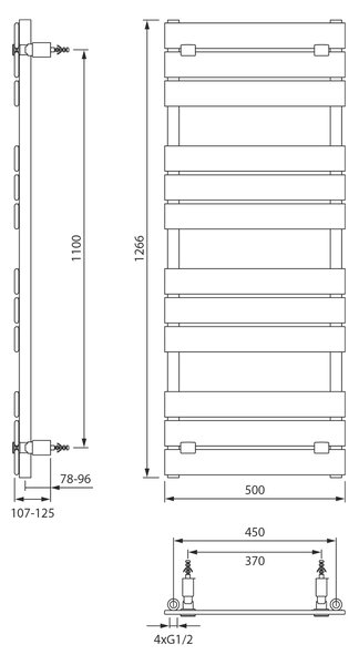 Aqualine Aqualine, BONDECO vykurovacie teleso 500x1266mm, biela, DC512W
