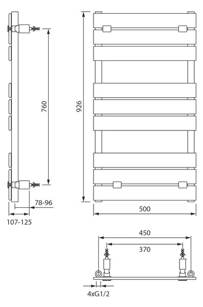Aqualine Aqualine, BONDECO vykurovacie teleso 500x926mm, biela, DC592W