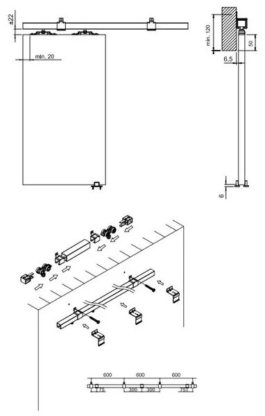 Posuvné dvere ILAS 6 - šírka 96 cm, čierne