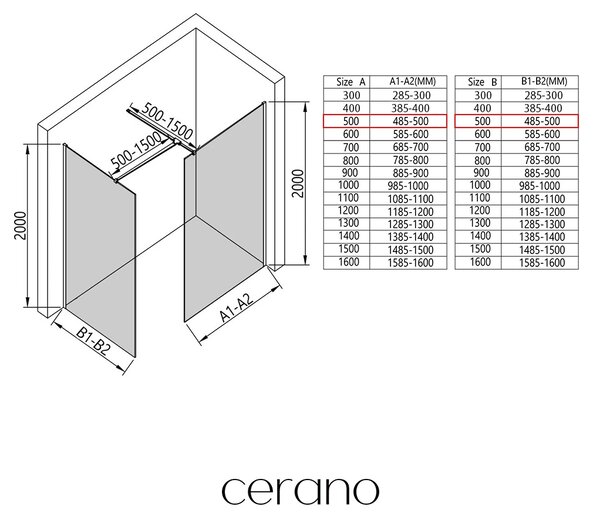 CERANO - Sprchová zástena Walk-in Onyx TL/P - 8 mm - hranatá vzpera - zlatá, ryhované sklo - 50x50x200 cm