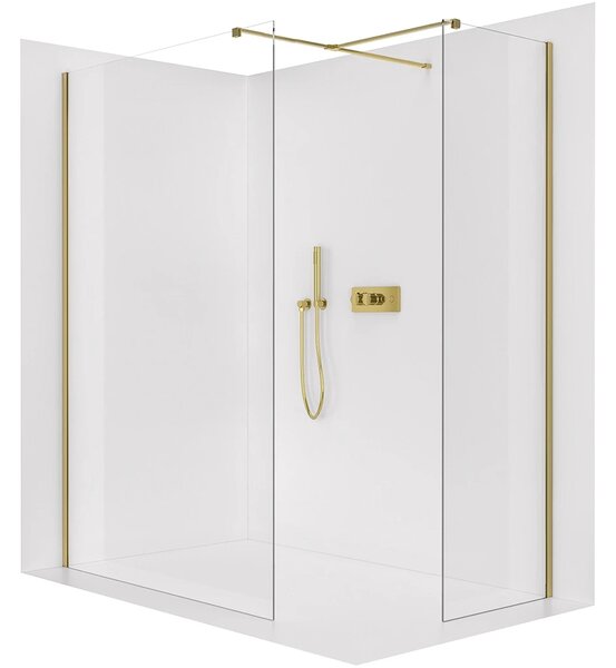 CERANO - Sprchová zástena Walk-in Onyx TL/P - 8 mm - hranatá vzpera - zlatá, transparentné sklo - 30x30x200 cm