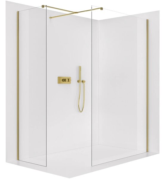 CERANO - Sprchová zástena Walk-in Onyx TL/P - 8 mm - hranatá vzpera - zlatá, transparentné sklo - 30x30x200 cm