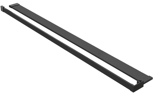 CERANO - Sprchová zástena Walk-in Onyx Top Round Ľ/P - 8 mm - guľatá vzpera + polička/držiak na uteráky - čierna matná, ryhované sklo - 50x200 cm