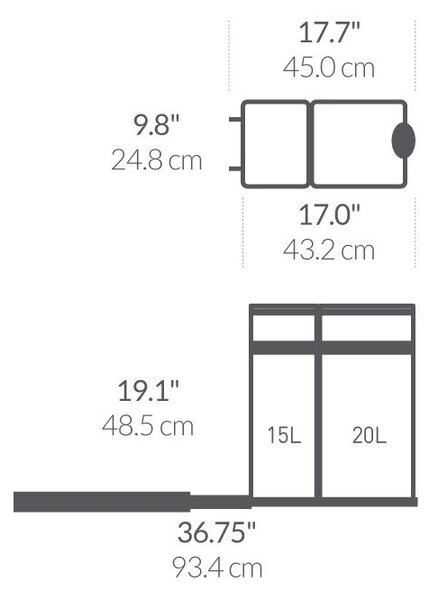 Plastový odpadkový kôš 35 l Dual - simplehuman