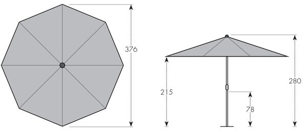Doppler ACTIVE KURBEL záhradný slnečník 380 cm červená Doppler