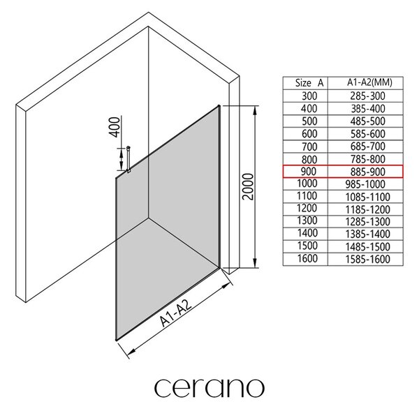 CERANO - Sprchová zástena Walk-in Onyx Top Round Ľ/P - 8 mm - guľatá vzpera - zlatá, industriálne sklo - 90x200 cm