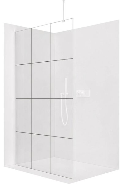 CERANO - Sprchová zástena Walk-in Onyx Top Round Ľ/P - 8 mm - guľatá vzpera - biela matná, industriálne sklo - 90x200 cm