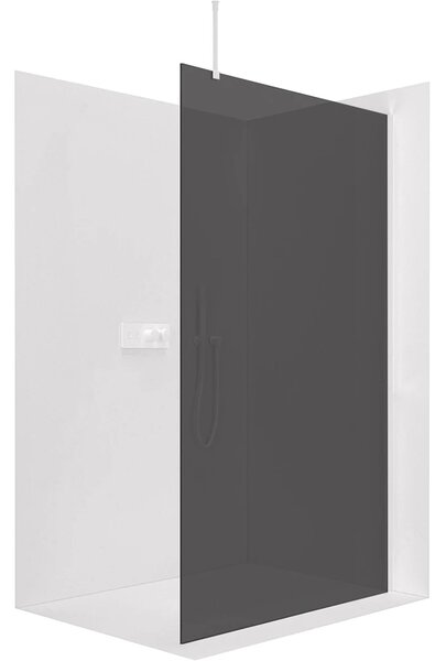 CERANO - Sprchová zástena Walk-in Onyx Top Round Ľ/P - 8 mm - guľatá vzpera - biela matná, grafitové sklo - 30x200 cm
