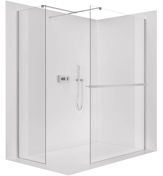 CERANO - Sprchová zástena Walk-in Onyx TL/P - 8 mm - hranatá vzpera + polička/držiak na uteráky - chróm, transparentné sklo - 40x30x200 cm