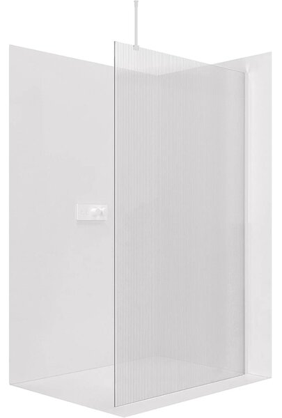 CERANO - Sprchová zástena Walk-in Onyx Top Round Ľ/P - 8 mm - guľatá vzpera - biela matná, ryhované sklo - 50x200 cm