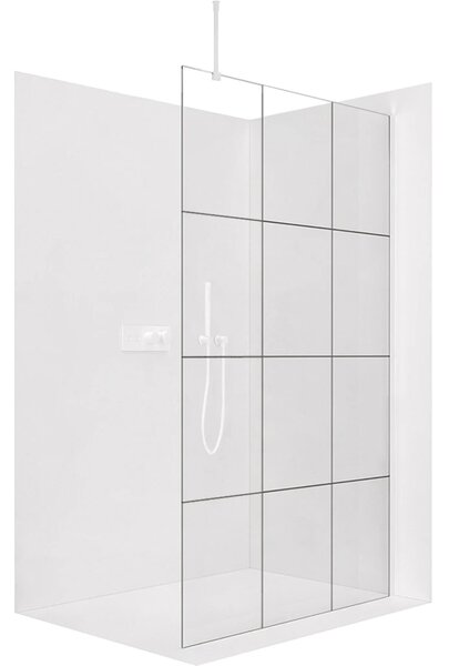 CERANO - Sprchová zástena Walk-in Onyx Top Round Ľ/P - 8 mm - guľatá vzpera - biela matná, industriálne sklo - 90x200 cm
