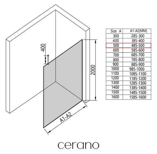 CERANO - Sprchová zástena Walk-in Onyx Top Round Ľ/P - 8 mm - okrúhla vzpera - čierna matná, bronzové sklo - 50x200 cm